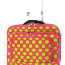 Polka Dot Print Designer Large Laptop Rolling Briefcase w/ Shoulder Strap! (Fuchsia/Lime)