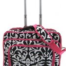 Damask Floral Print Designer Large Laptop Rolling Briefcase! (Black/Fuchsia)