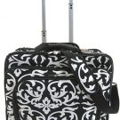 Damask Floral Print Designer Large Laptop Rolling Briefcase! (Black)