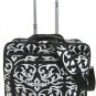 Damask Floral Print Designer Large Laptop Rolling Briefcase! (Black)