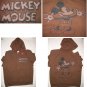 Disney Mickey Mouse Jacket Mens Hooded Zippered Fleece Lined Brown Large