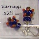 blue & orange Handmade Lampwork Earrings