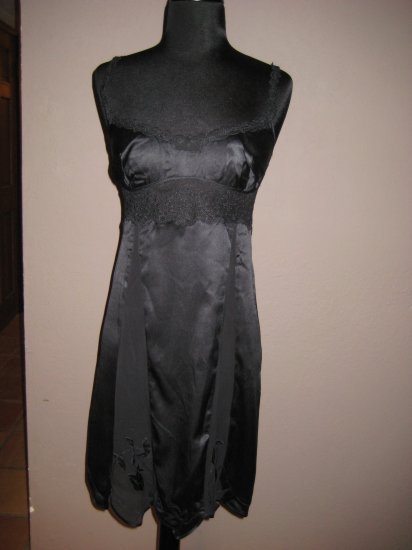 La perla black silk Chemise sz Small