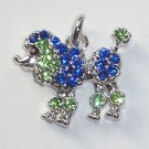 C020 Poodle Dog w Green Blue Crystal Charm/Pendants Free Shipping Charms