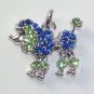 C020 Poodle Dog w Green Blue Crystal Charm/Pendants Free Shipping Charms