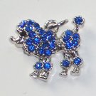 Poodle Dog with blue crystal charm/pendant C017 - Free Shipping Charms