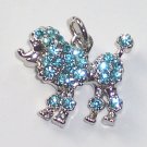 Poodle Dog with Light blue crystal charm/pendant C018 - Free Shipping Charms