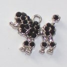 Poodle Dog with Black crystal charm/pendant C019 - Free Shipping Charms