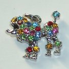 Poodle Dog with Mix color crystal charm/pendant C021 - Free Shipping Charms