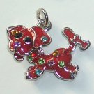 Red Dog with crystal charm/pendant C033 - Free Shipping Charms
