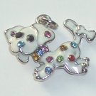 White Dog with crystal charm/pendant C034 - Free Shipping Charms