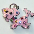 Pink Dog with crystal charm/pendant C035 - Free Shipping Charms