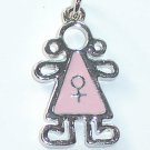 Girl icon Pink and Silver color charm/pendant C002 - Free Shipping Charms