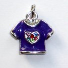 T-shirt purple with heart shape mix color Crystals Charms/Pendants C003 - Free Shipping Charms