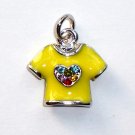 Yellow T-shirt with heart shape mix color Crystals Charms/Pendants C004 - Free Shipping Charms