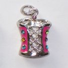 Pink Couture 3D Bustier Corset Charm with Crystals Charms/Pendants C007 - Free Shipping Charms
