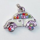 White Car shape with Crystals Charms/Pendants C013 - Free Shipping Charms