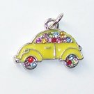 Yellow Car shape with Crystals Charms/Pendants C014 - Free Shipping Charms