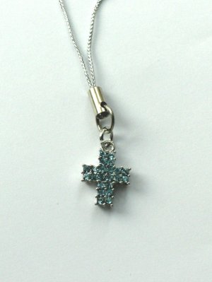 Blue Crystal Cross Shape Phone charm/pendant C040 - Free Shipping Charms