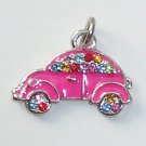 Pink Car shape with Crystals Charms/Pendants C009 - Free Shipping Charms