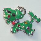 Green Dog with crystal charm/pendant C037 - Free Shipping Charms