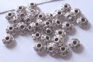 Tibet Silver colour Saucer Spacer Beads x 10 Finding y663