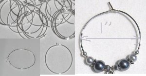 6 Silver Tone Wine Glass Charms Hoop DIY Rings