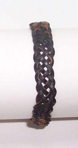 B003 Black Leather Bracelet Adjustable Surfer Wristband