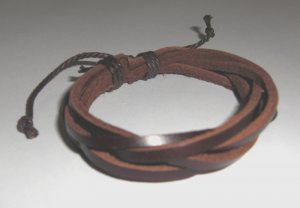 b27 Brown Braid Leather Bracelet Unisex Wristband Sufer