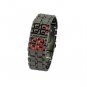 Lady Desgin Carbonized Steel LED Binary Wrist Watch Black With Red Light Display