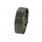 Lady Desgin Carbonized Steel LED Binary Wrist Watch Black With Red Light Display