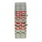 Iron Faceless Red LED Binary Wrist Watch Silver
