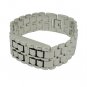 Iron Faceless Red LED Binary Wrist Watch Silver
