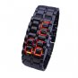 Iron Faceless Red Binary LED Wrist Watch Black