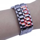 Iron Faceless Red Binary LED Wrist Watch Black