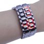 Iron Faceless Red Binary LED Wrist Watch Black