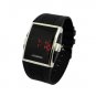 Red LED Digital Binary Wrist Watch Mirror Watch with Black Silicone Band