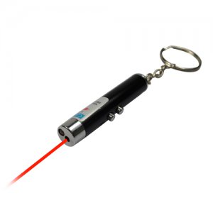 Black Mini Keychain LED Torch with Red Laser