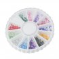 New 1800pcs 12 Colors 1.5mm Nail Art Glitters Rhinestones in Round Container