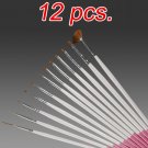 New 12pcs Nail Art Design Painting Pen Dotting Coloured Drawing Brush Acrylic Set