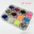 Pretty 12-Color Linear UV Acrylic Dust Glitter Powder Nial Art Tips