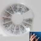 Sparkling Clear Round Rhinestones Nail Art Tips Wheel