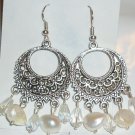 "Winters Dream" Pearl and Crystal Silver Earrings