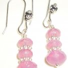 "Think Pink" Faceted Opal Glass Earrings in Pink