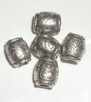 Silver Barrel Beads
