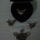 C003: Brown Swarovski Stone on silver Base Set