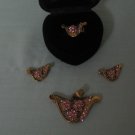 C007: Pink Swarovski Stone on gold Base Set