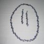 A024: Multi Color with blue tint Swarovski Stone Necklace and Earrings on silver base
