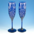 Bubbling Arrows Cobalt Blue Champagne Flutes