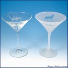 Chasing Geckos Etched Martini Glass (frosted)